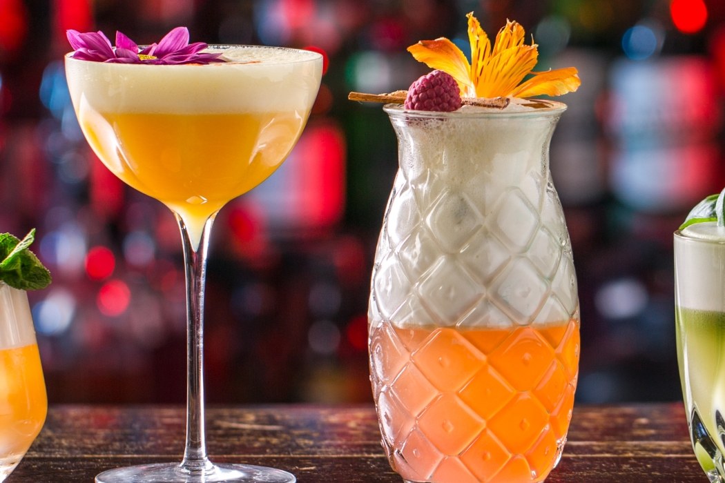 Cocktails on the bar at Chutney