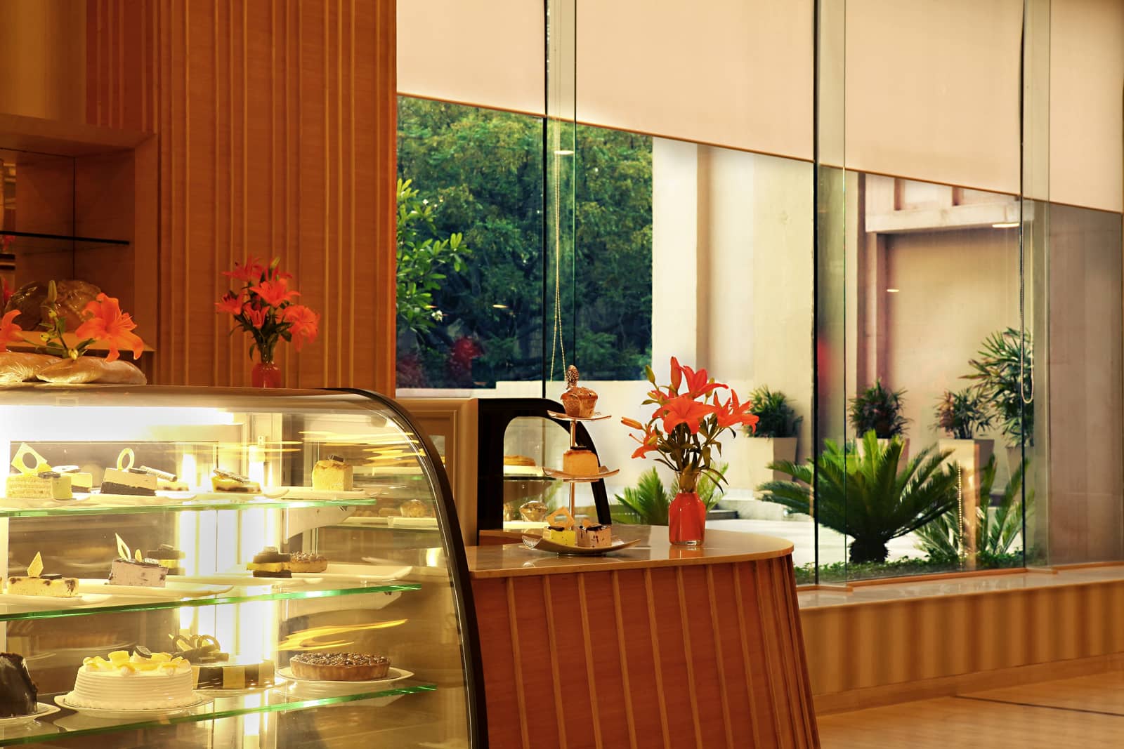 The Zing GourMET Shop counter against the garden windows