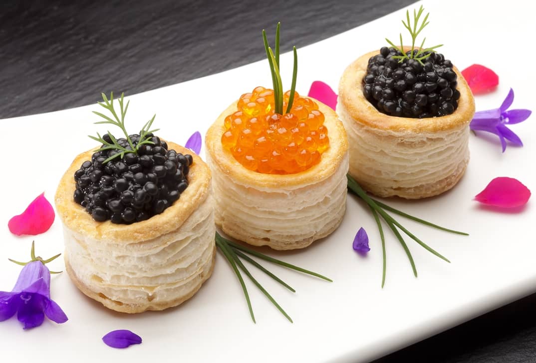 A roe and caviar dish plated at Zing