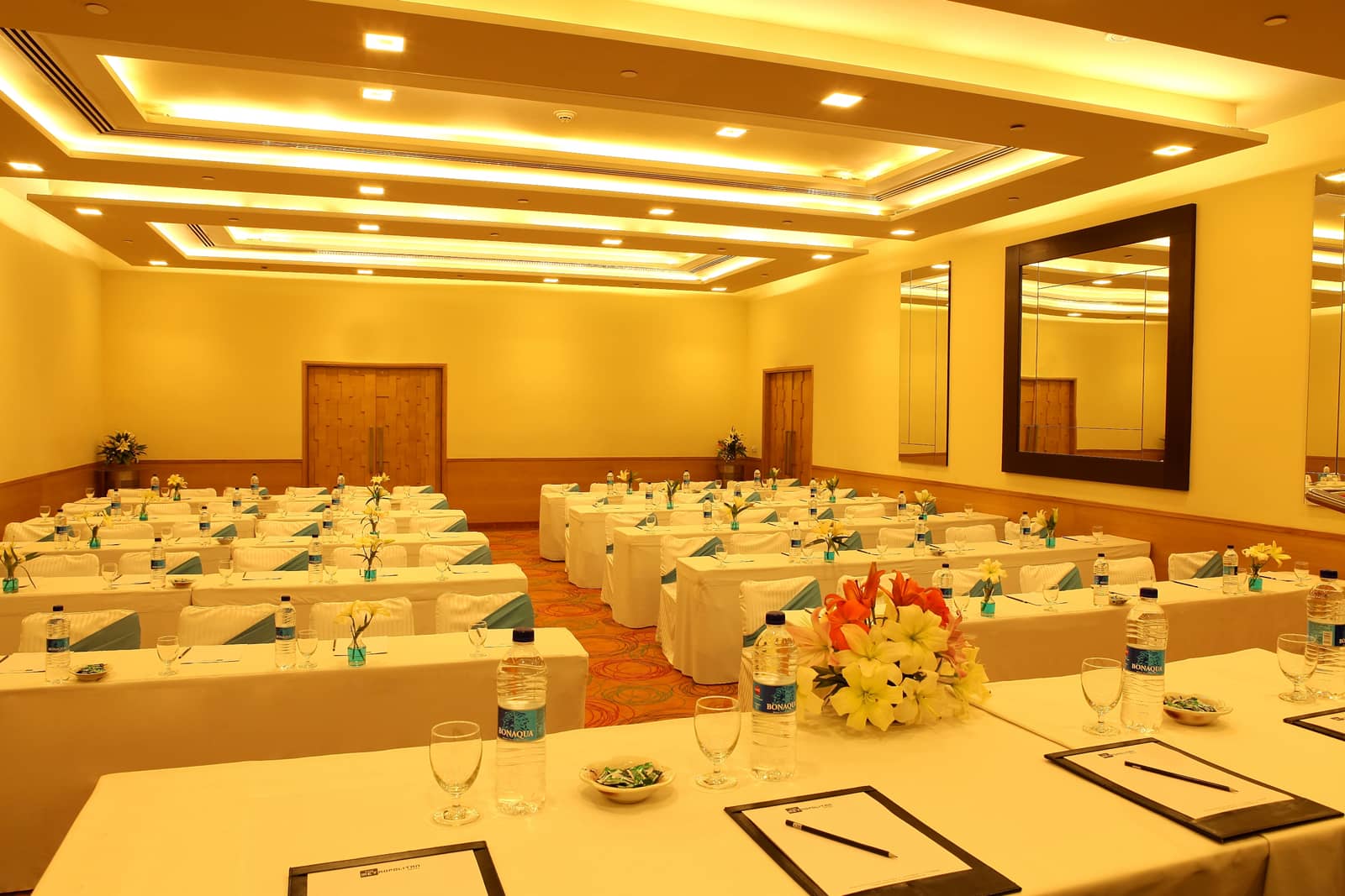 The Crest banquet hall set for a function