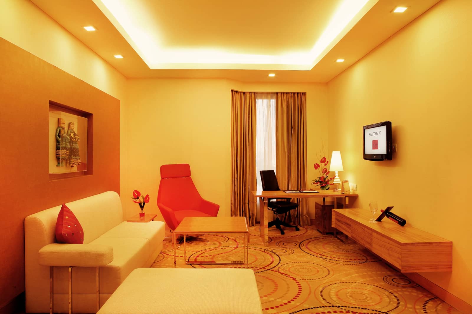 Executive Suite living room at The Metropolitan Hotel & Spa